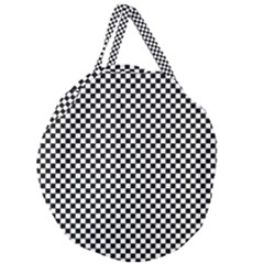 Black And White Checkerboard Background Board Checker Giant Round Zipper Tote by pakminggu