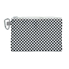 Black And White Checkerboard Background Board Checker Canvas Cosmetic Bag (large) by pakminggu