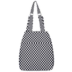 Black And White Checkerboard Background Board Checker Center Zip Backpack by pakminggu