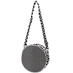 Black And White Checkerboard Background Board Checker Crossbody Circle Bag by pakminggu