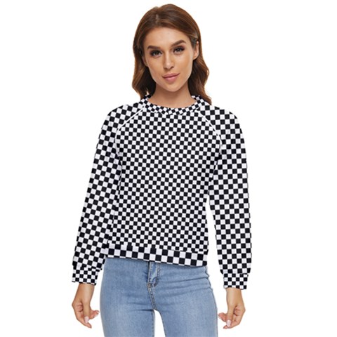 Black And White Checkerboard Background Board Checker Women s Long Sleeve Raglan Tee by pakminggu