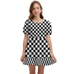 Black And White Checkerboard Background Board Checker Kids  Short Sleeve Dolly Dress by pakminggu