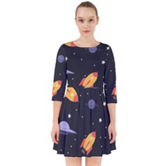 Cosmos Rockets Spaceships Ufos Smock Dress by pakminggu