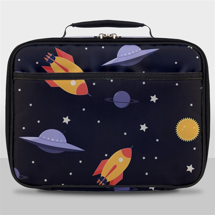 Cosmos Rockets Spaceships Ufos Full Print Lunch Bag