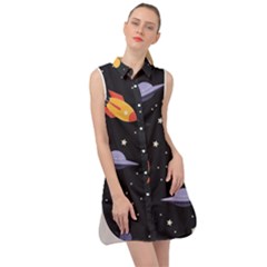 Cosmos Rockets Spaceships Ufos Sleeveless Shirt Dress by pakminggu