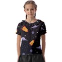 Cosmos Rockets Spaceships Ufos Kids  Frill Chiffon Blouse View1