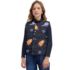 Cosmos Rockets Spaceships Ufos Kid s Short Button Up Puffer Vest	 by pakminggu