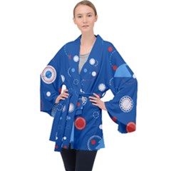 Christmas Pattern Tree Design Long Sleeve Velvet Kimono  by pakminggu