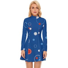 Christmas Pattern Tree Design Long Sleeve Velour Longline Dress by pakminggu