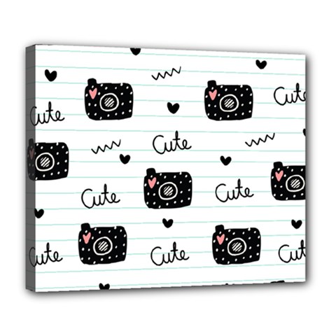 Cute Cameras Doodles Hand Drawn Deluxe Canvas 24  X 20  (stretched)