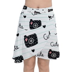 Cute Cameras Doodles Hand Drawn Chiffon Wrap Front Skirt by pakminggu