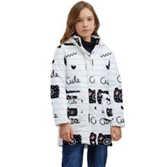 Cute Cameras Doodles Hand Drawn Kids  Hooded Longline Puffer Jacket by pakminggu