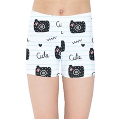 Cute Cameras Doodles Hand Drawn Kids  Sports Shorts by pakminggu