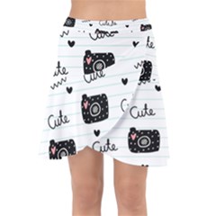 Cute Cameras Doodles Hand Drawn Wrap Front Skirt by pakminggu