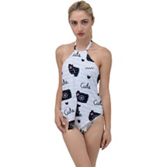 Cute Cameras Doodles Hand Drawn Go With The Flow One Piece Swimsuit by pakminggu