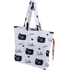 Cute Cameras Doodles Hand Drawn Drawstring Tote Bag by pakminggu