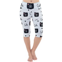 Cute Cameras Doodles Hand Drawn Lightweight Velour Cropped Yoga Leggings by pakminggu