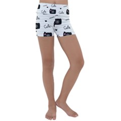 Cute Cameras Doodles Hand Drawn Kids  Lightweight Velour Yoga Shorts by pakminggu