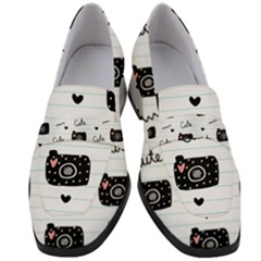 Cute Cameras Doodles Hand Drawn Women s Chunky Heel Loafers by pakminggu