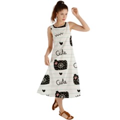 Cute Cameras Doodles Hand Drawn Summer Maxi Dress