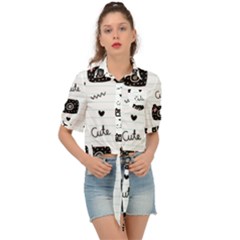 Cute Cameras Doodles Hand Drawn Tie Front Shirt  by pakminggu