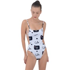 Cute Cameras Doodles Hand Drawn Tie Strap One Piece Swimsuit by pakminggu