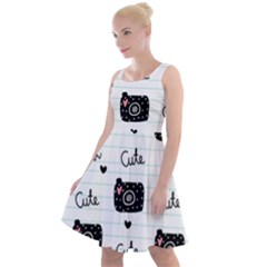 Cute Cameras Doodles Hand Drawn Knee Length Skater Dress by pakminggu