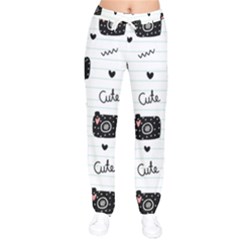 Cute Cameras Doodles Hand Drawn Women Velvet Drawstring Pants by pakminggu