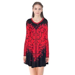 Heart Brain Mind Psychology Doubt Long Sleeve V-neck Flare Dress by pakminggu