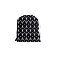 Snowflakes Background Pattern Drawstring Pouch (small) by pakminggu