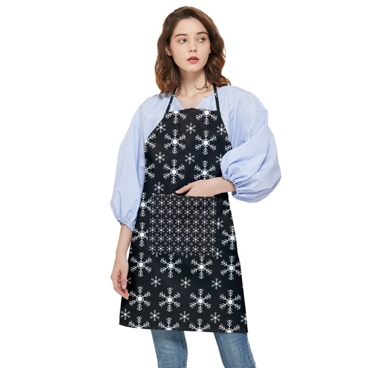 Snowflakes Background Pattern Pocket Apron