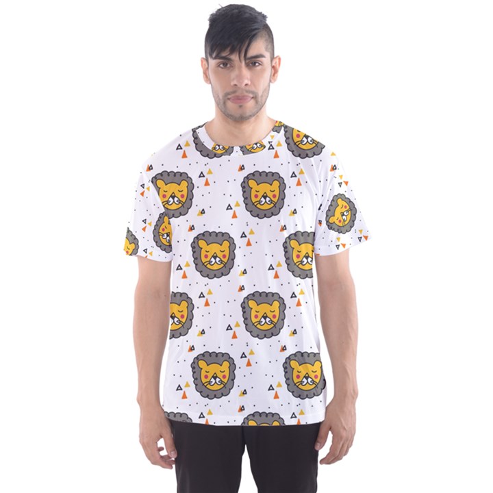 Lion Heads Pattern Design Doodle Men s Sport Mesh Tee