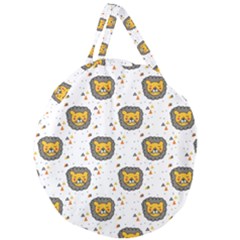 Lion Heads Pattern Design Doodle Giant Round Zipper Tote by pakminggu