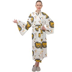 Lion Heads Pattern Design Doodle Maxi Velvet Kimono by pakminggu