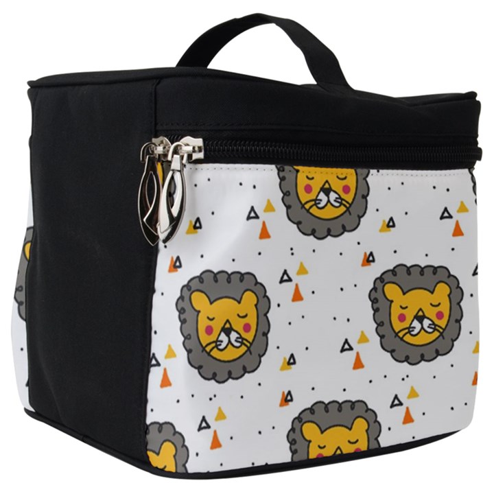 Lion Heads Pattern Design Doodle Make Up Travel Bag (Big)