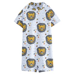 Lion Heads Pattern Design Doodle Kids  Boyleg Half Suit Swimwear by pakminggu