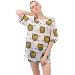 Lion Heads Pattern Design Doodle Oversized Chiffon Top by pakminggu