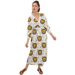 Lion Heads Pattern Design Doodle Grecian Style  Maxi Dress by pakminggu