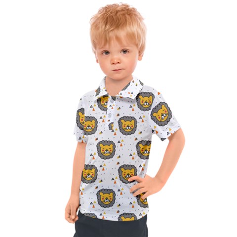 Lion Heads Pattern Design Doodle Kids  Polo Tee by pakminggu