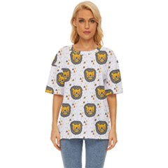 Lion Heads Pattern Design Doodle Oversized Basic Tee by pakminggu