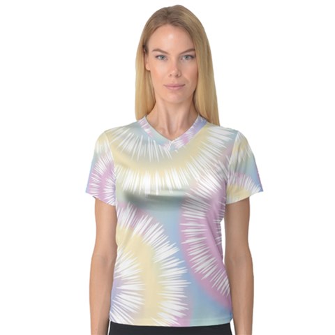 Tie Dye Pattern Colorful Design V-neck Sport Mesh Tee by pakminggu