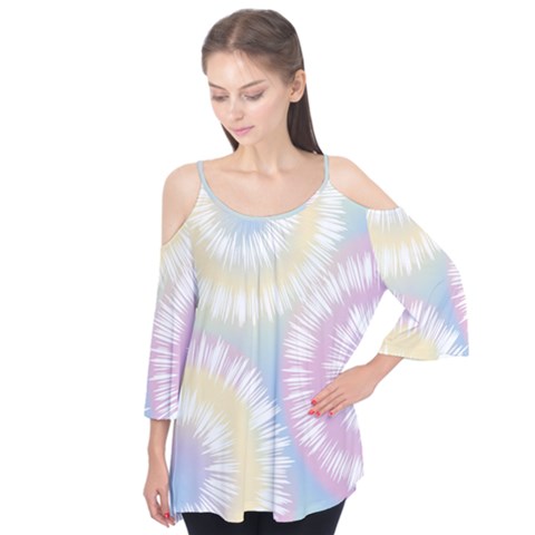 Tie Dye Pattern Colorful Design Flutter Sleeve Tee  by pakminggu