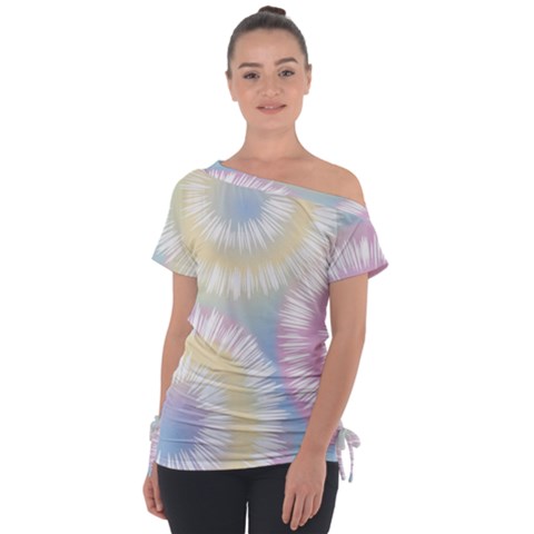 Tie Dye Pattern Colorful Design Off Shoulder Tie-up Tee by pakminggu