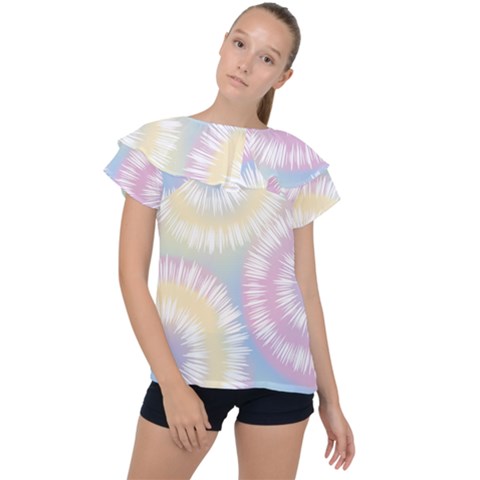 Tie Dye Pattern Colorful Design Ruffle Collar Chiffon Blouse by pakminggu