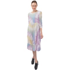 Tie Dye Pattern Colorful Design Ruffle End Midi Chiffon Dress by pakminggu