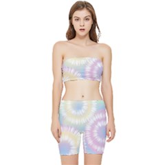 Tie Dye Pattern Colorful Design Stretch Shorts And Tube Top Set by pakminggu