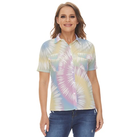 Tie Dye Pattern Colorful Design Women s Short Sleeve Double Pocket Shirt by pakminggu