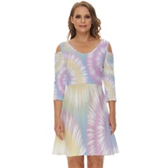 Tie Dye Pattern Colorful Design Shoulder Cut Out Zip Up Dress by pakminggu