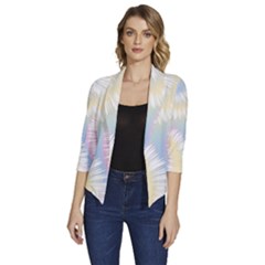 Tie Dye Pattern Colorful Design Women s Draped Front 3/4 Sleeve Shawl Collar Jacket by pakminggu