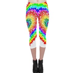 Tie Dye Heart Colorful Prismatic Capri Leggings  by pakminggu